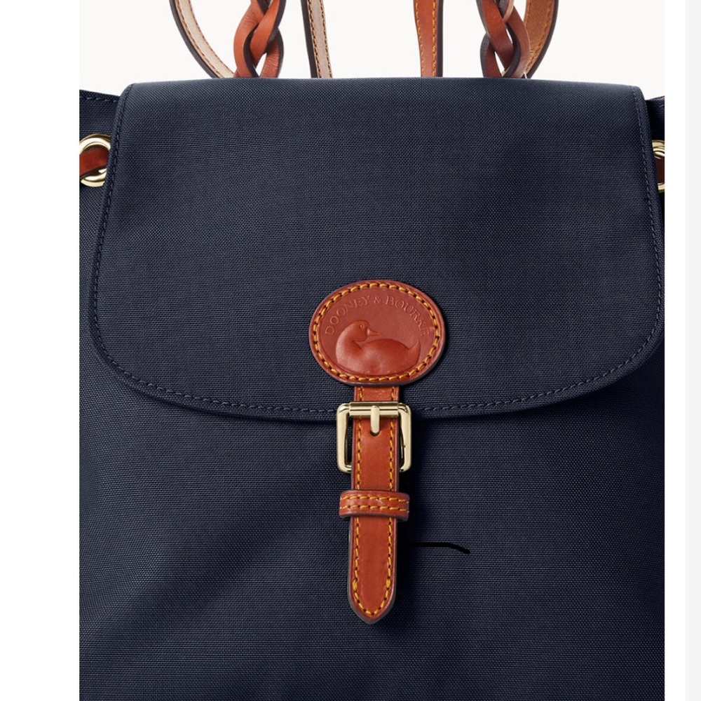 Dooney & Bourke Dark Blue Backpack with Brown Accents